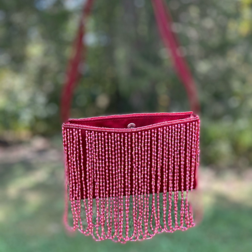 Small Beaded Fringe Crossbody Bag